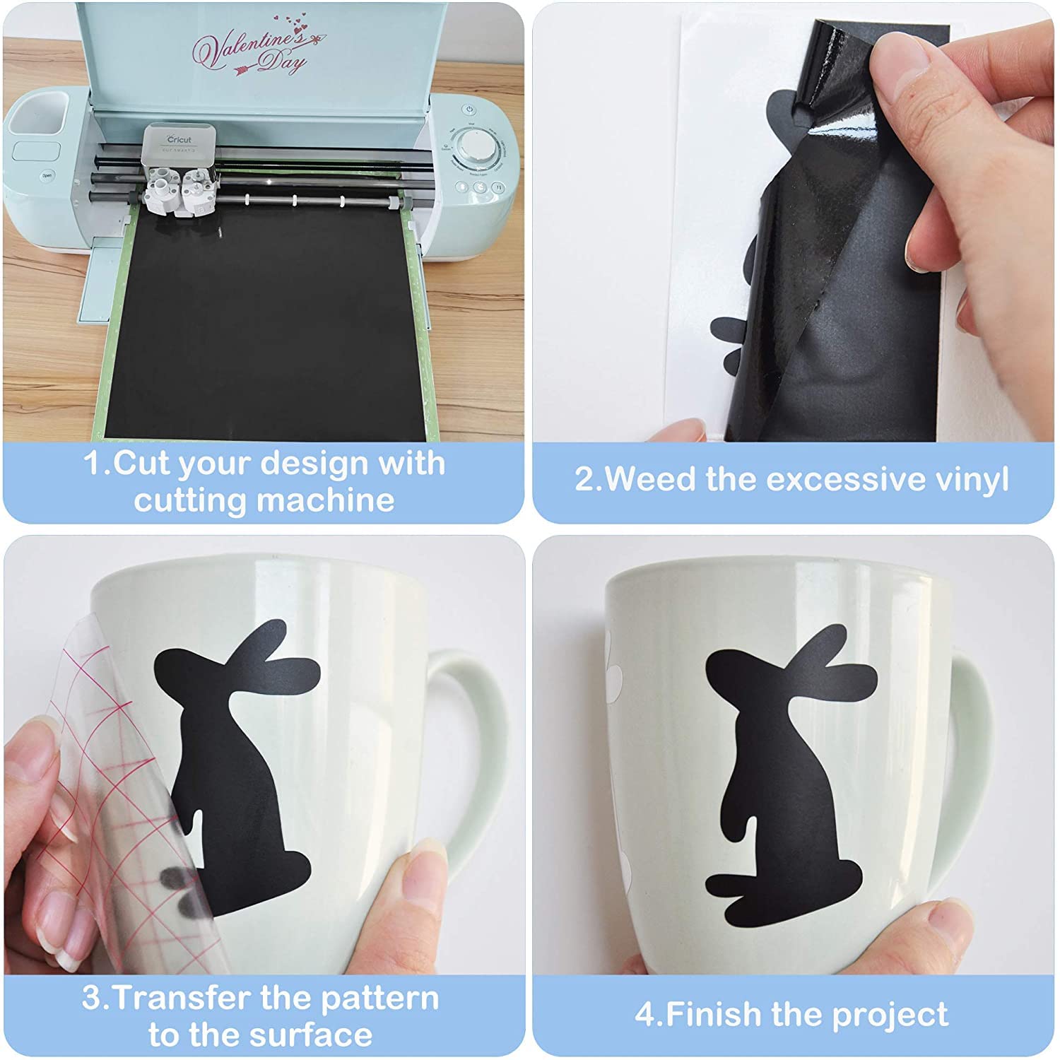 Permanent Adhesive Vinyl 29 Pack for Cricut Machine & Silhouette Cameo- 23 Vinyl Sheets12 x 12" + 6 Transfer Tape Sheets for Mug, Decals, Home Decor, DIY Craft Projects.