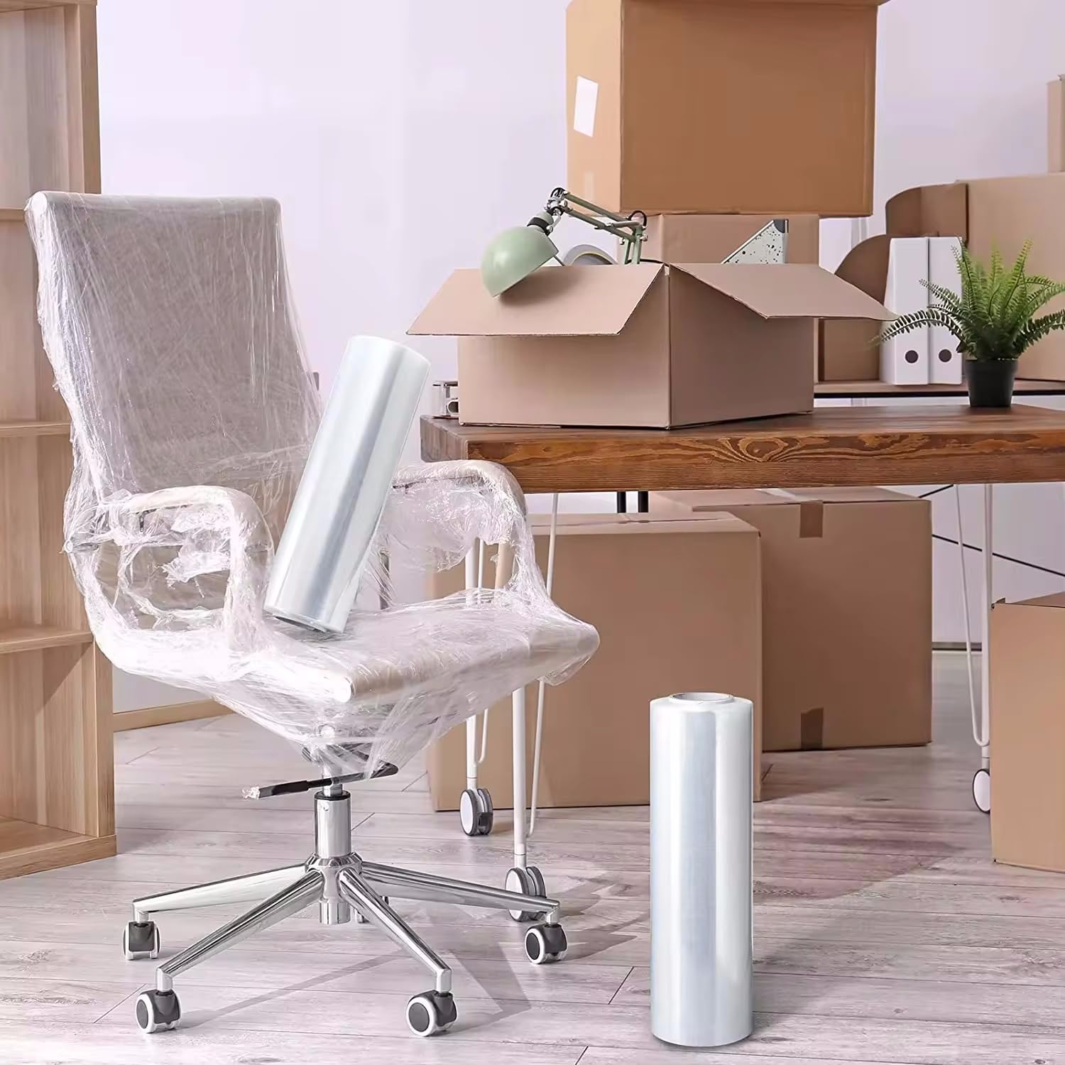 Stretch Wrap Film Heavy Duty 11.8 inch Wide 500ft Shrink Wrap Roll Self Adhering Packing Supplies for Moving, Packing and Pallet Furniture