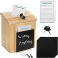 ZENFUN Wooden Suggestion Box with 50 Free Suggestion Cards, Natural Pinewood Ballot Comment Container Donation Box with Locking Hinged Lid for Countertop or Wall Mounted, 8.6" x 6.8" x 10"