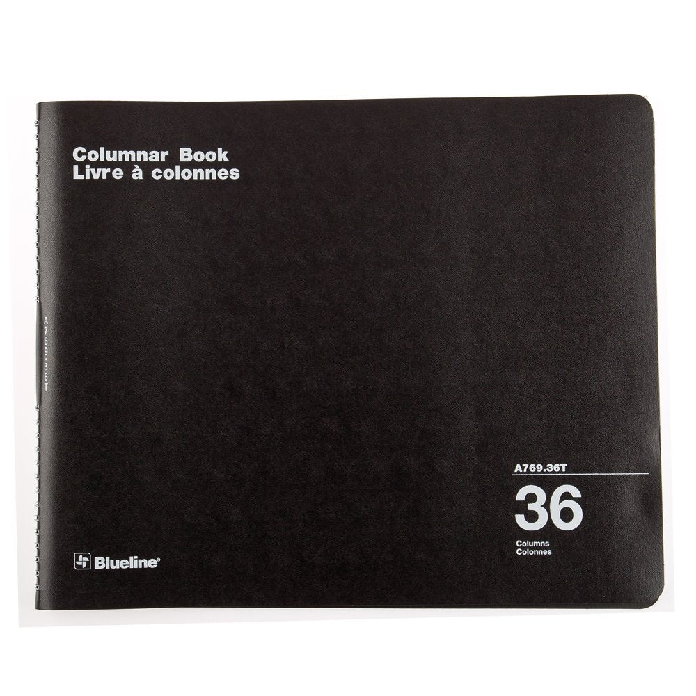 Blueline Columnar Book, Twin-Wire Binding, 36 Columns with Description, 80 Pages, 12-Inch x 14-15/16-Inch, Black (A769.36T)