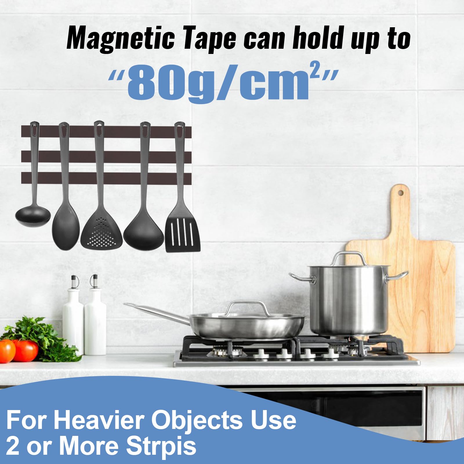 RIHEGIANT 3M Magnetic Strip Rolls - 1" x 16ft Strong Magnet with Adhesive Backing, Multipurpose Flexible Rubber Strips for Kitchen, Office, School, Etc.