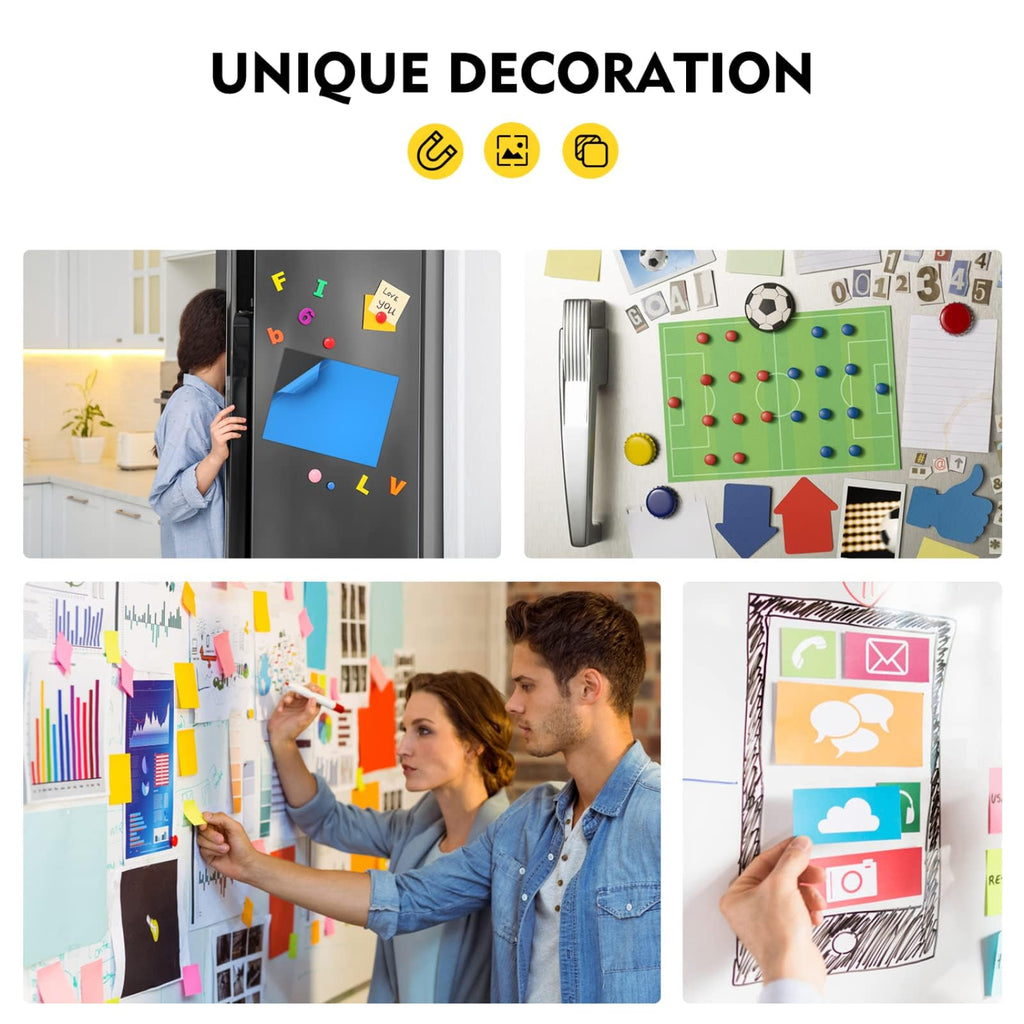 Magnet Sheets with Adhesive 8" x 10", Magicfly Pack of 15 Flexible Magnetic Sheets for Photos, Crafts and Die Storage, Easy Peel & Stick