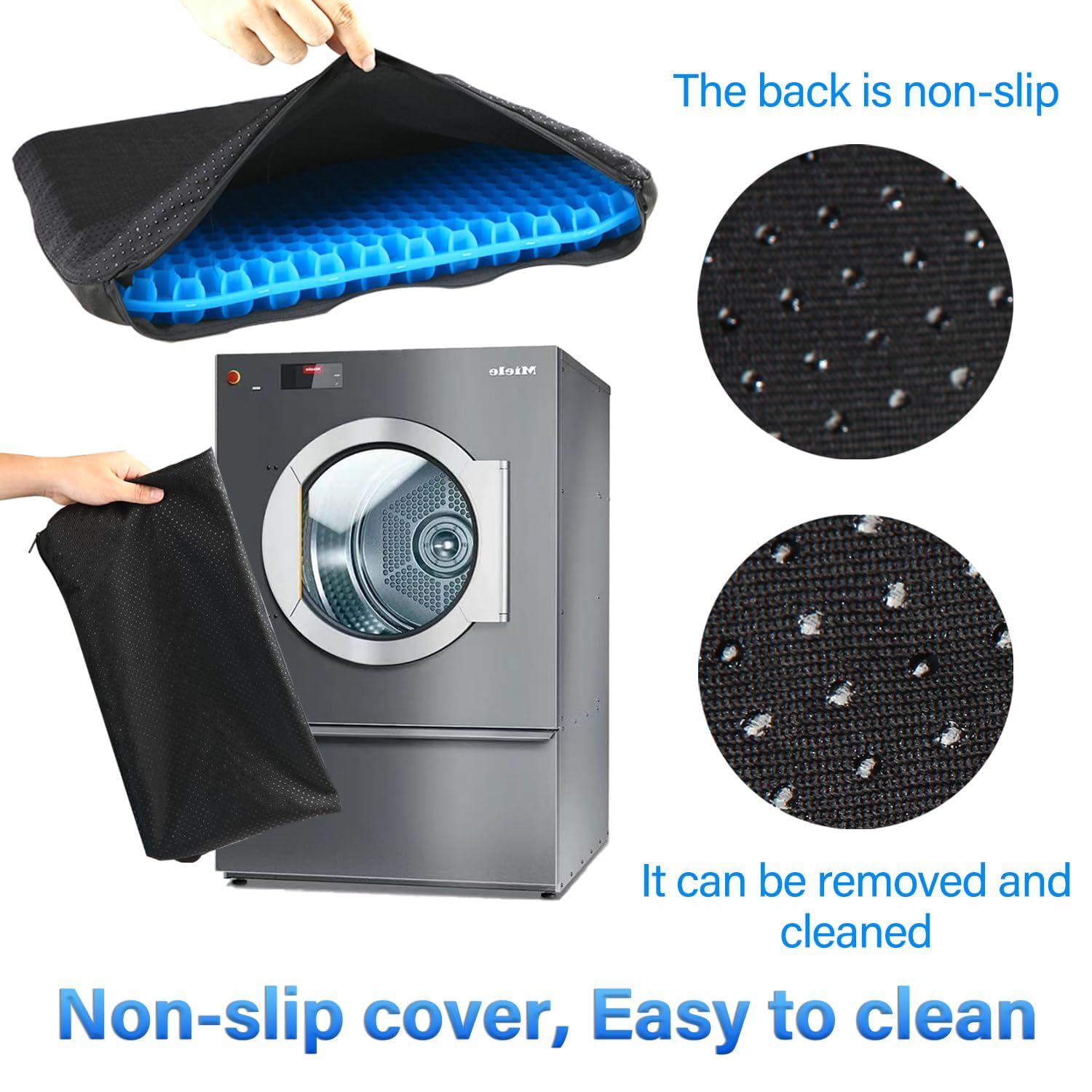 Gel Seat Cushion for Long Sitting with Non-Slip Cover,Soft & Breathable,Seat Cushion for Desk Chair,Wheelchair,Car,Office chair,stadium,airplane,blue support,air plane,bleacher,booster,sporting events