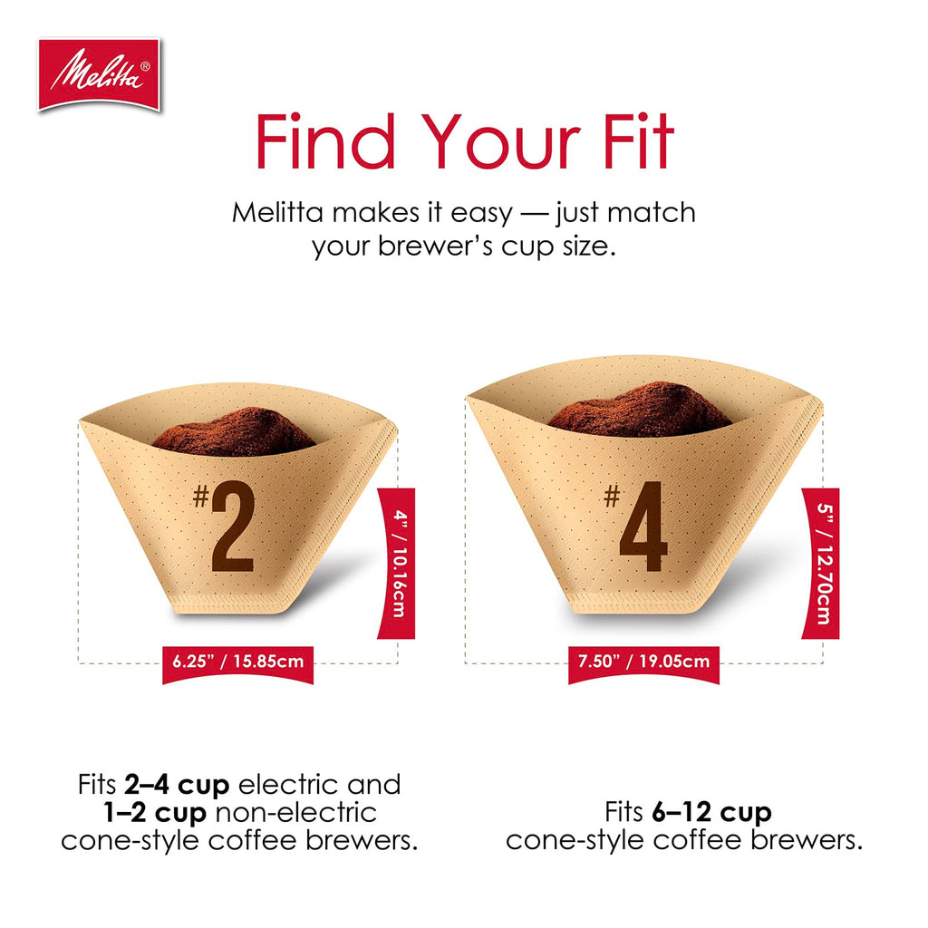 Melitta Cone Coffee Filters, Natural Brown, No. 2, 100-Count Filters (Pack of 6)
