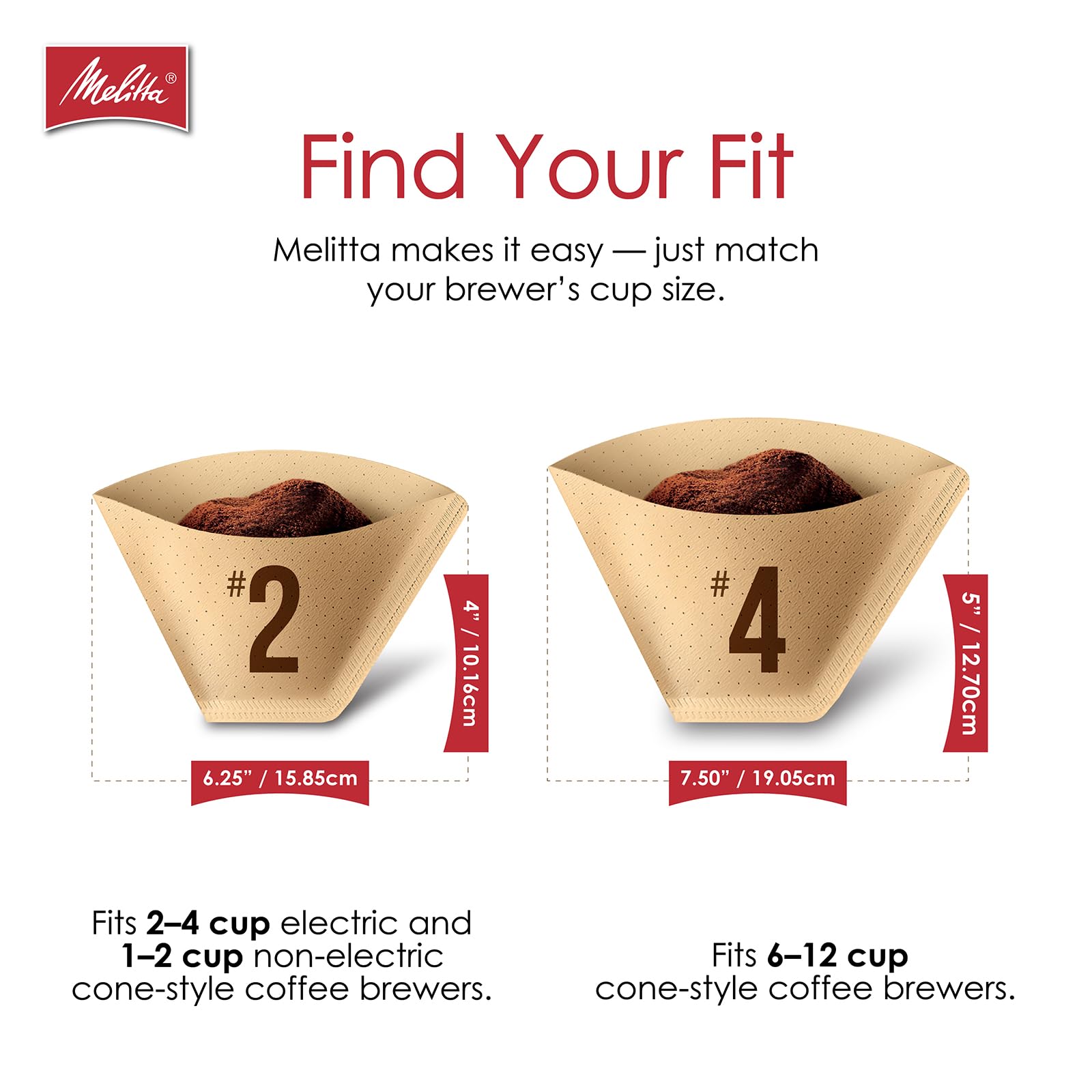 Melitta Cone Coffee Filters, Natural Brown, No. 2, 100-Count Filters (Pack of 6)
