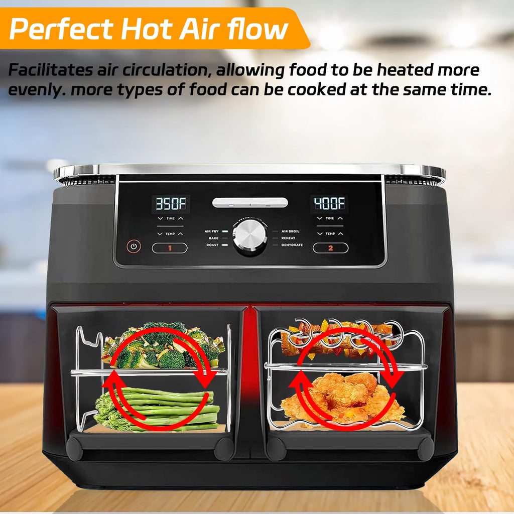 Air Fryer Accessories,9-Pcs Set for DZ201, DZ201C, DZ401, Reusable Silicone Air Fryer Liners & Gloves, Air Fryer Rack, Paper Lining, Food Tong, Oil Brush, Suitable for Oven, Microwave