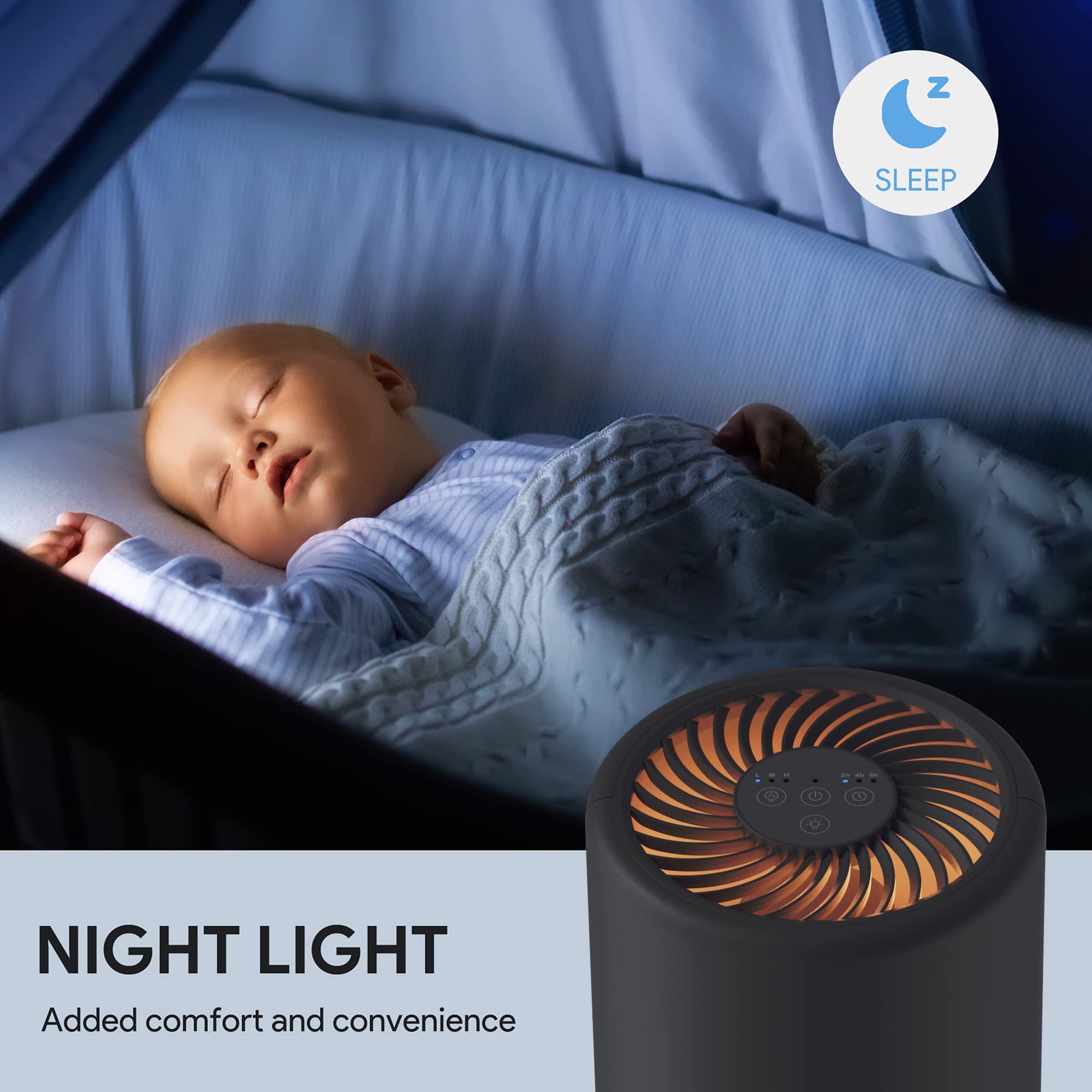 FULMINARE Air Purifiers for Bedroom H13 HEPA Air Purifier with LED Light, Timing Settings, 3 Speeds, Smart Portable Air Purifier for Home, Smoker, Remove 99.97% Dust (1 Pack Black)