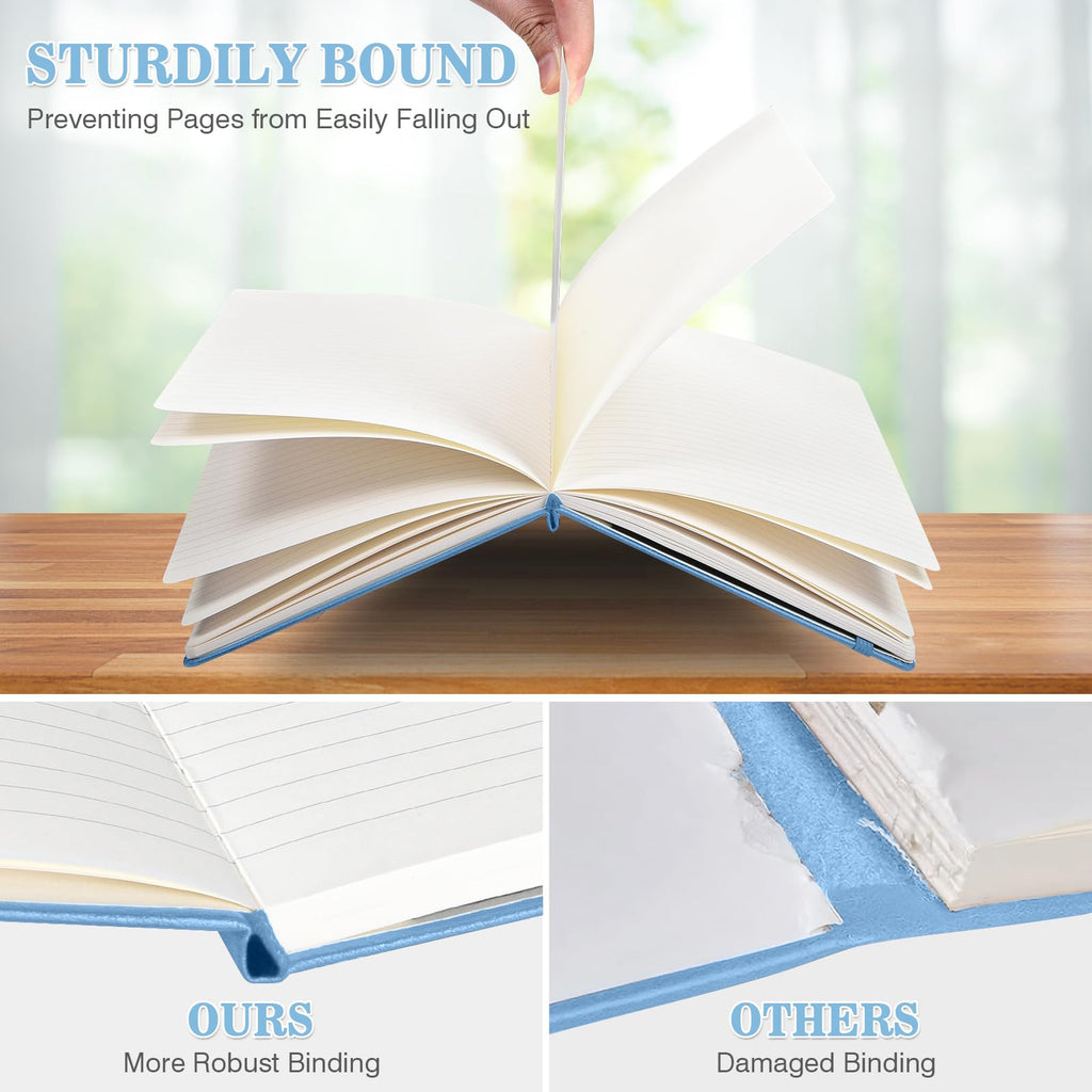 OMEYA 4 Pack Lined Journal Notebooks for Work, 100gsm Thick Paper, 5.7"x 8.3", A5 Notebook Bulk, Leather Journal for Writing, Hardcover Notebooks for School, Office, Notebooks for Notes-taking