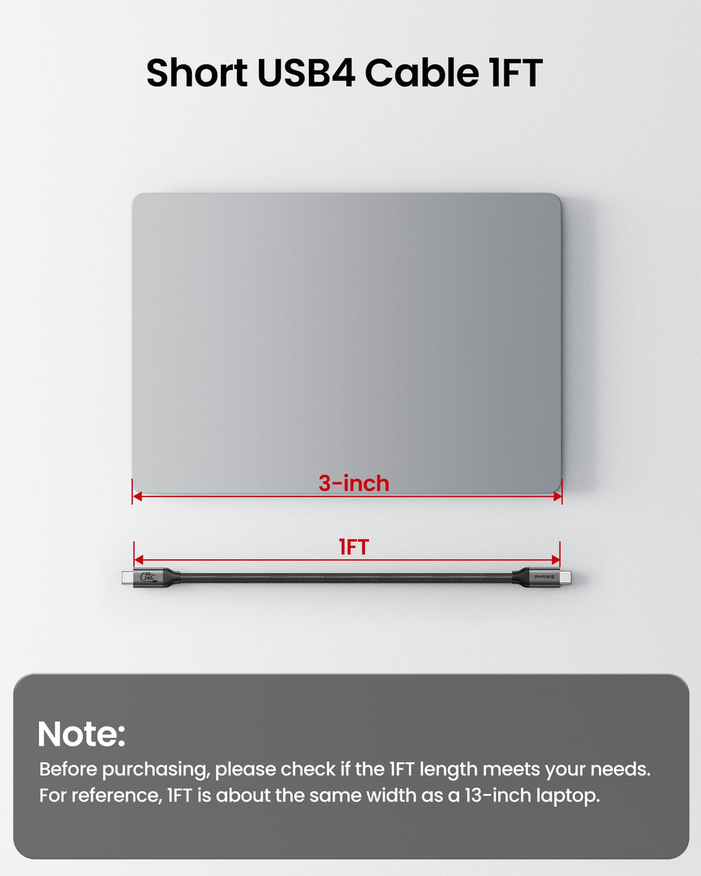 Silkland USB 4 for Thunderbolt 4 Cable 1FT, 40Gbps Data Transfer, 240W PD 3.1 Fast Charging, 8K/5K@60Hz, Short USB C Data Cable, Compatible for SSD, MacBook, iPhone 17, Docking, Mac mini
