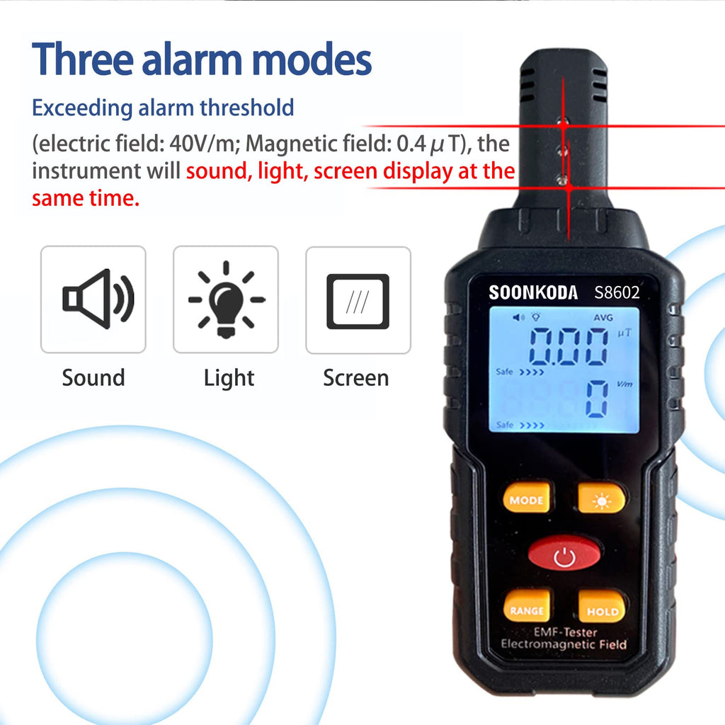 3 in 1 EMF Meter,EMF Reader,Electromagnetic Field Radiation Detector,EMF Tester for Home,EMF Detector with Sound Light Alarm,Ghost Hunting Equipmetent