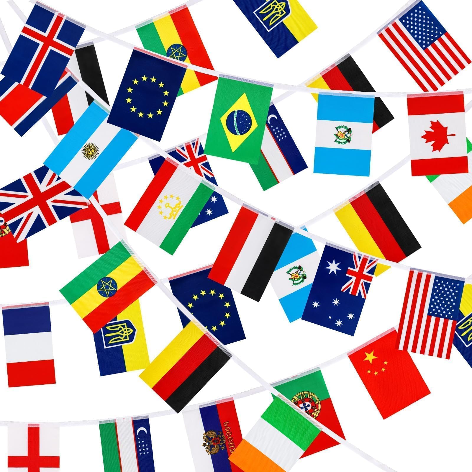 MARFOREVER 100 Countries String Flag, 82ft International Banner String Flags World Flag Bunting Banners for School Festivals Sports Clubs Bars Celebrations Party Decorations