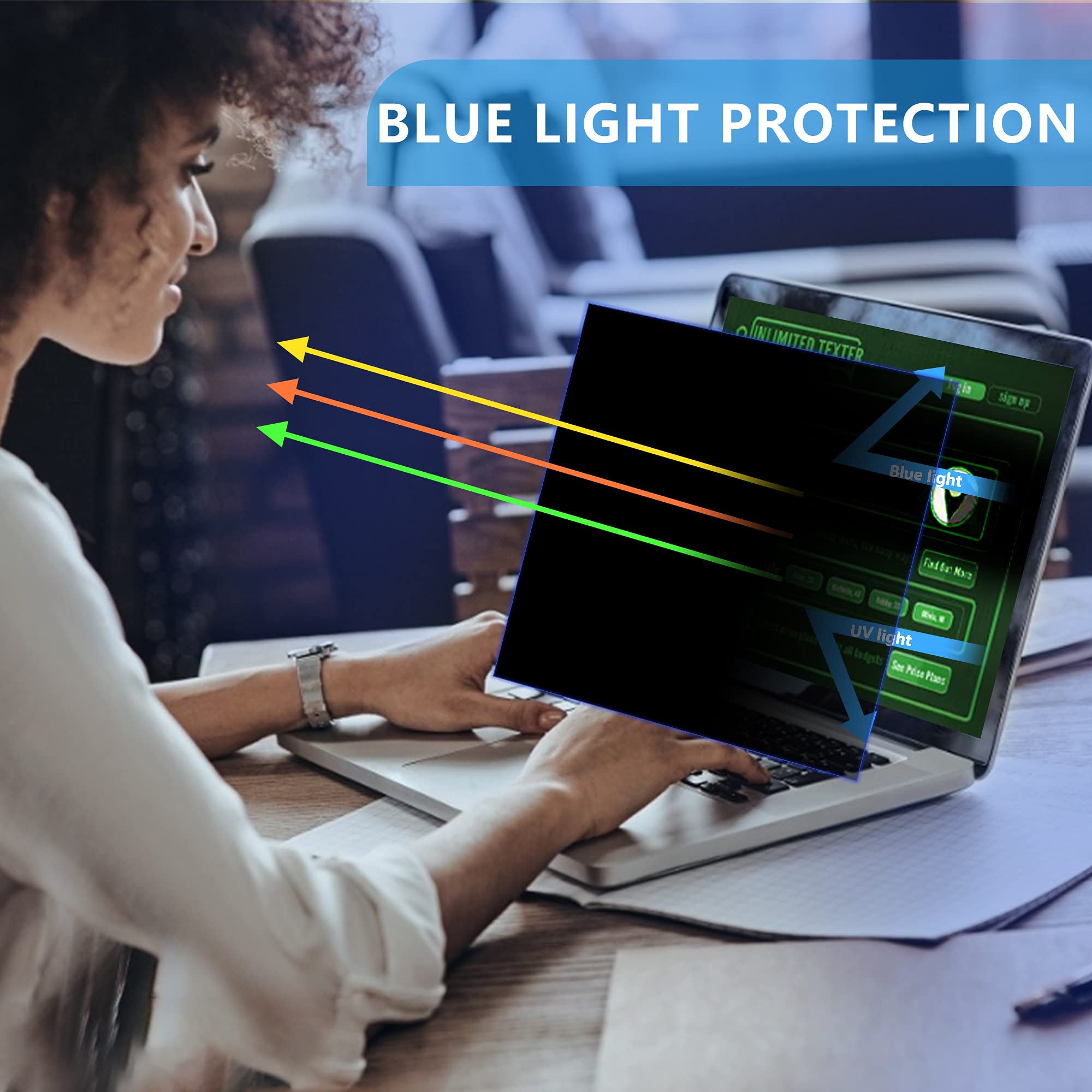 FILMEXT 13.3 inch laptop privacy screen filter anti-blue light screen protector,16:9 Aspect Ratio Laptop Privacy screen filter for Lenovo, HP, Dell, Acer, Asus, Samsung and other laptop brands