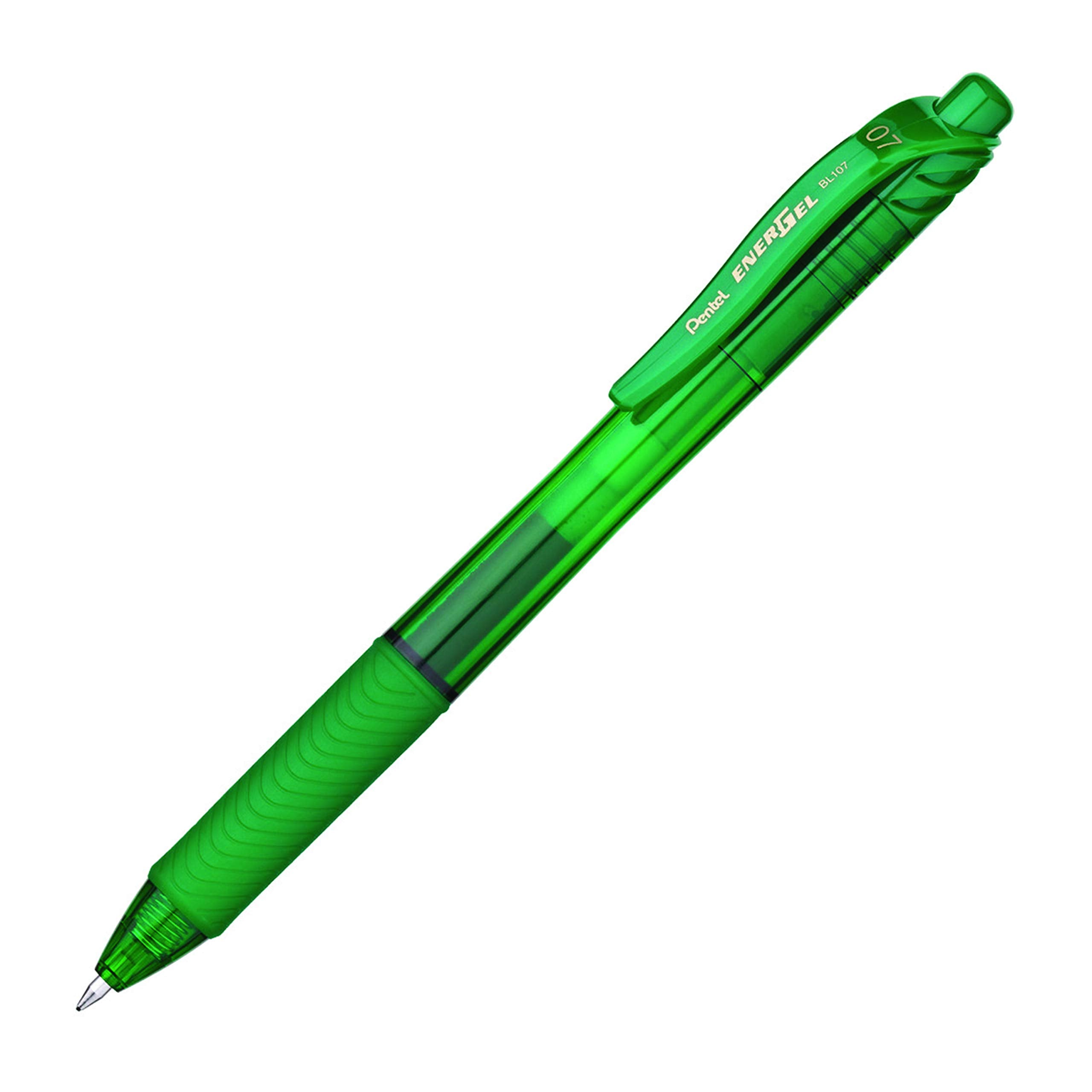 Pentel EnerGel X Retractable Liquid Gel Rollerball Pen, Everyday Use, Office Supplies, School Supplies, 0.7mm Medium Point, Green Ink, BL107-D, Box Of 12