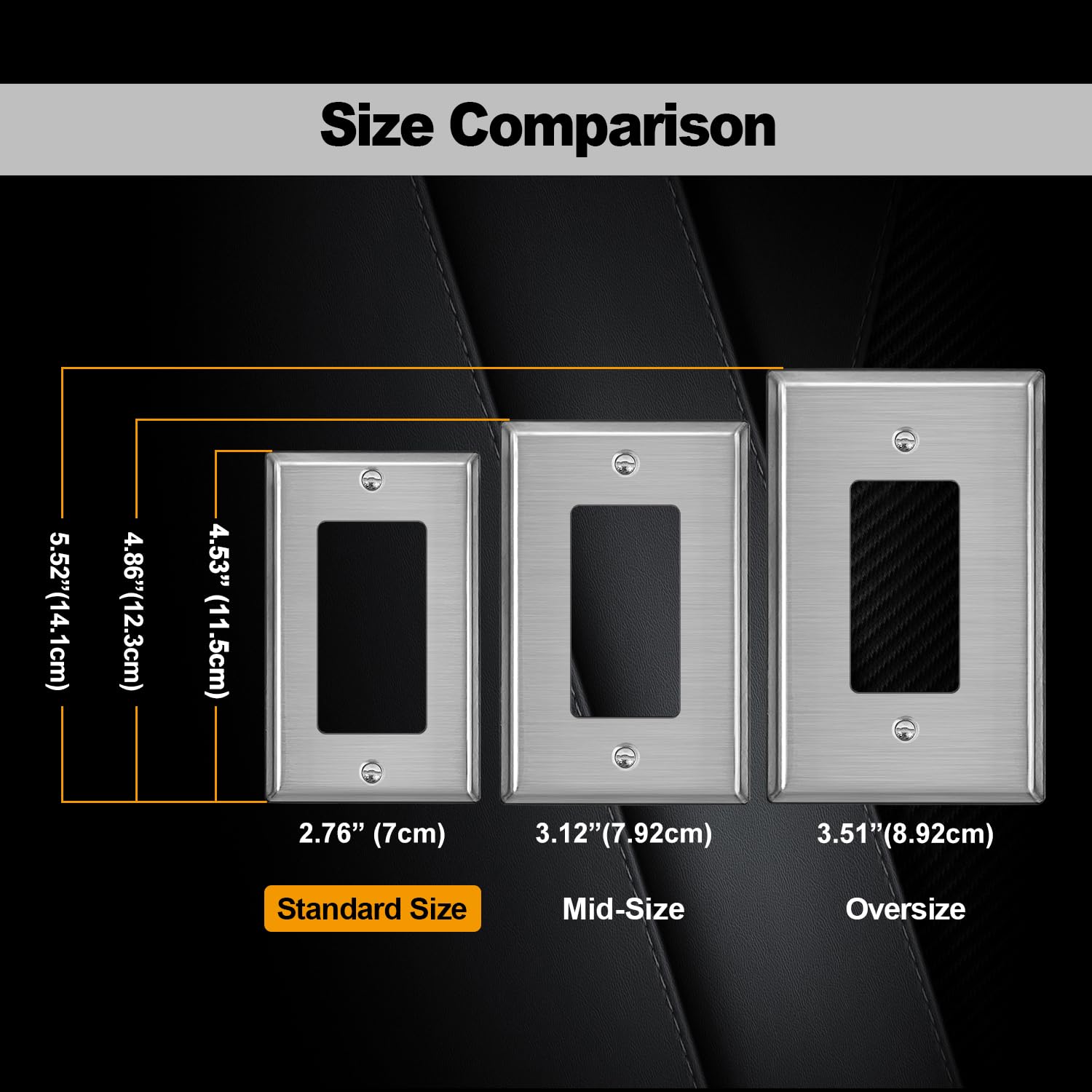 BESTTEN 10 Pack 1-Gang Decorator Metal Wall Plate with Protective Film, Heavy Duty Brushed Finish Faceplate, Corrosion-Resistant Decor Stainless Steel Outlet and Switch Cover, Standard Size, Silver