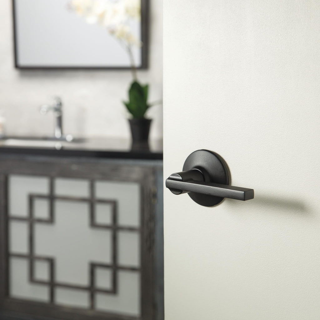 Schlage F170 LAT 622 Latitude Door Lever with Standard Trim, One-Sided Non-Turning Dummy Handle, Matte Black