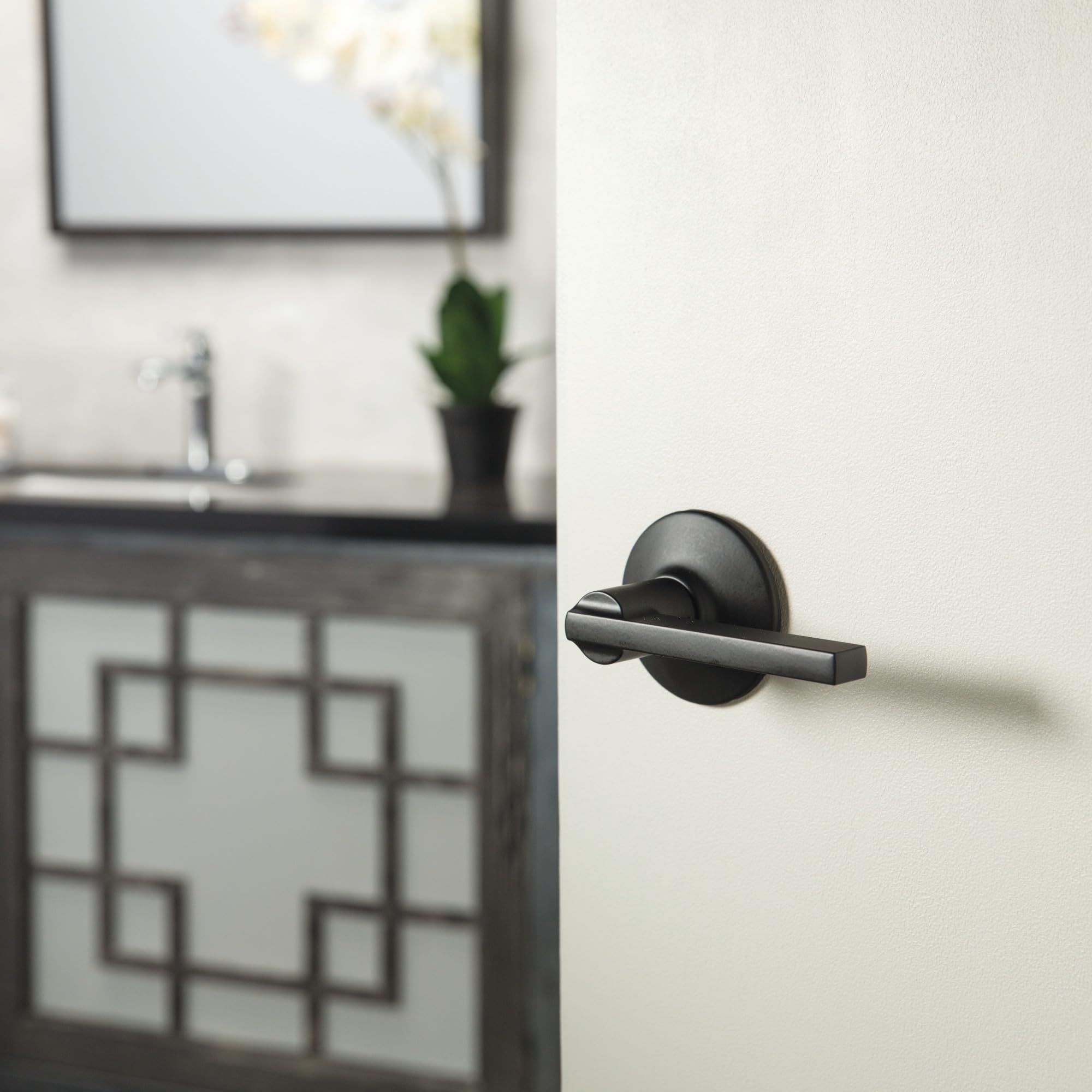 Schlage F170 LAT 622 Latitude Door Lever with Standard Trim, One-Sided Non-Turning Dummy Handle, Matte Black