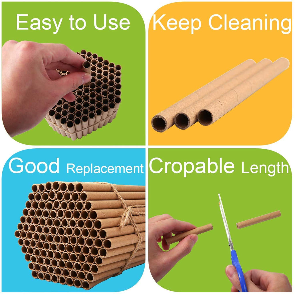 120 Pieces Mason Bee Tubes 6 Inches Outdoor Bee Cardboard Tubes Beekeeper Replacement Nesting Refill Tubes and Paper Inserts for Mason Bee Houses