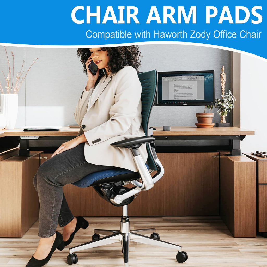 Arm Pads Caps Replacement, Chair Armrest Pads Compatible with Haworth Zody Office Chair 1 Pair (Black)