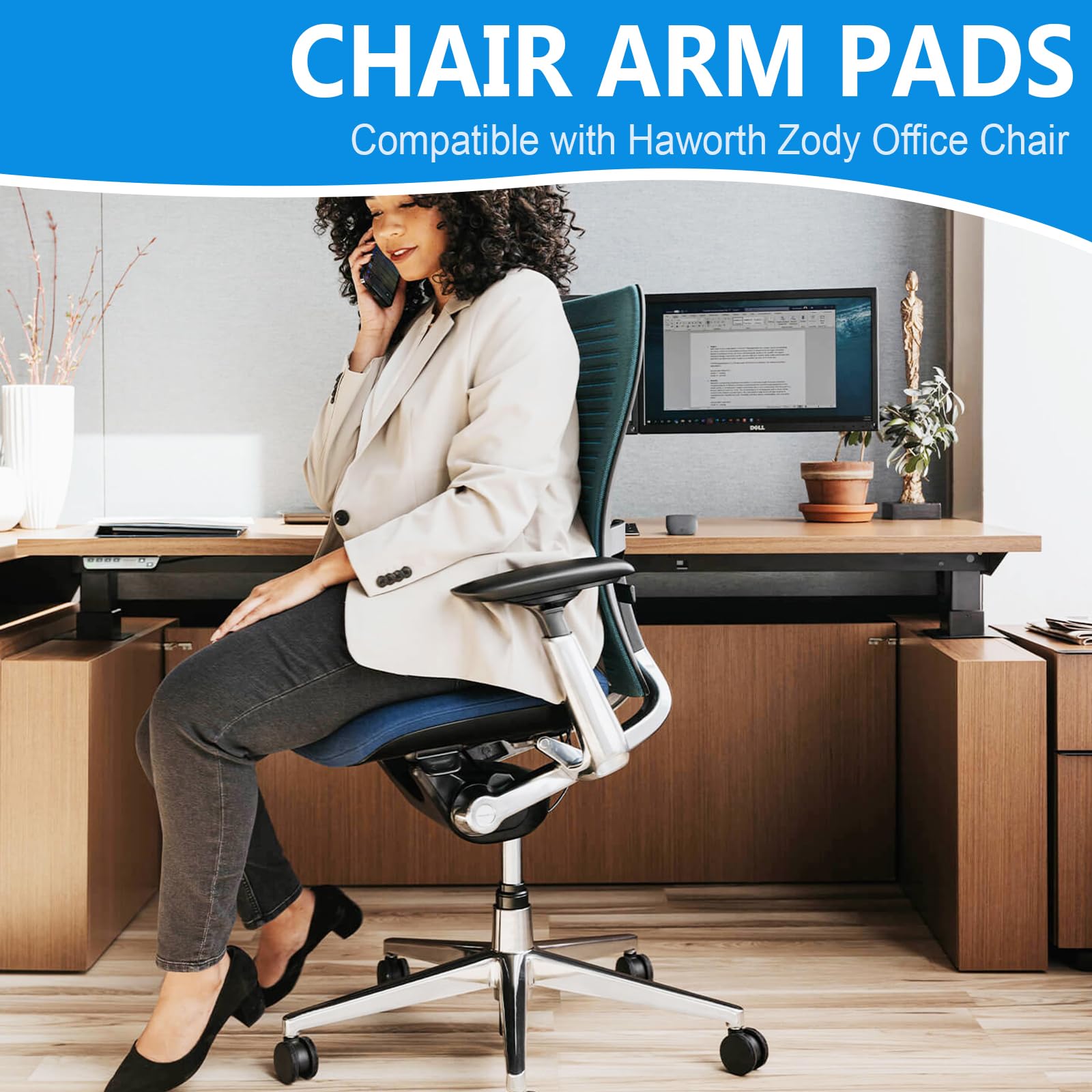 Arm Pads Caps Replacement, Chair Armrest Pads Compatible with Haworth Zody Office Chair 1 Pair (Black)