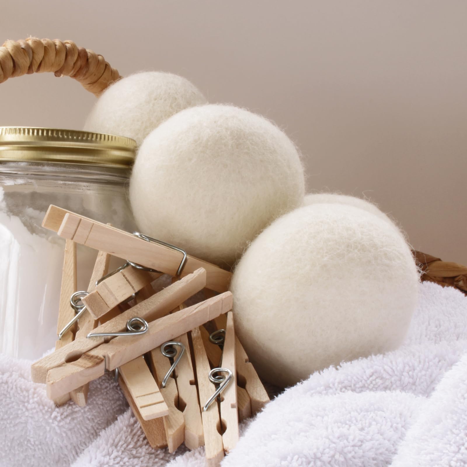 Wool Dryer Balls 6-Pack - Organic New Zealand Wool, XL Handmade Fabric Softener, Reduces Drying Time and Wrinkles, Eco-Friendly Reusable Laundry Solution
