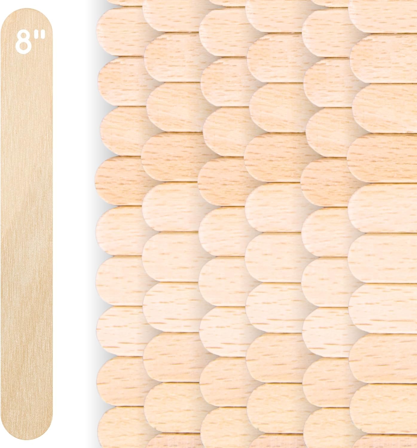 200PCS Wooden Sticks for Crafts – 8 Inch Wooden Sticks for Crafting Jumbo Bulk for DIY Jumbo Popsicle Rods for Waxing