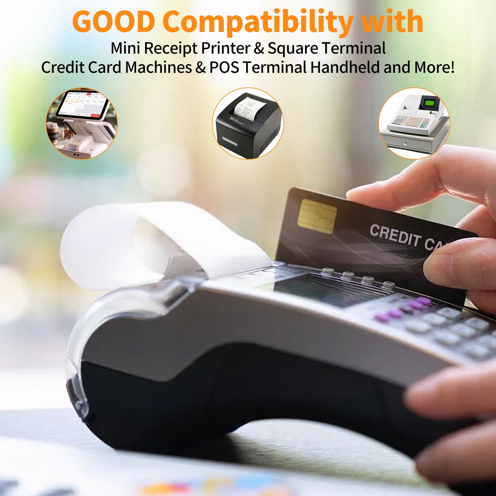PAPRMA 2 1/4'' x 50' Thermal Paper 50 Rolls, PAPRMA 2.25x50ft Receipt Paper POS Cash Register Paper for Credit Card Machine Square Terminal Clover Mini