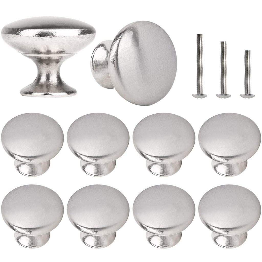OctinPris 10x Satin Nickel Cabinet Knobs Brushed Nickel Drawer Doorknob Pull Handle 30mm for Kitchen Chest Closet Dresser Bathroom