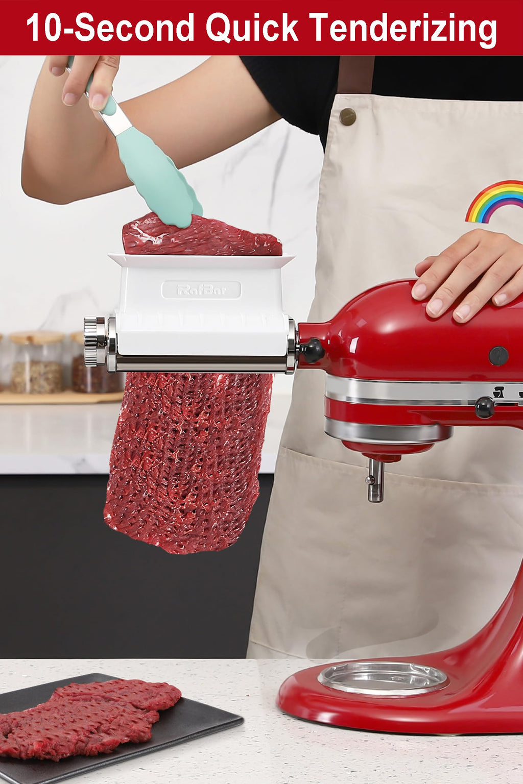 Meat Tenderizer Attachment for KitchenAid, Tenderizer Machine for Kitchen aid & Cuisinart Stand Mixers, Stainless Steel Meat Tenderizer Tool, All Parts Dishwasher Safe