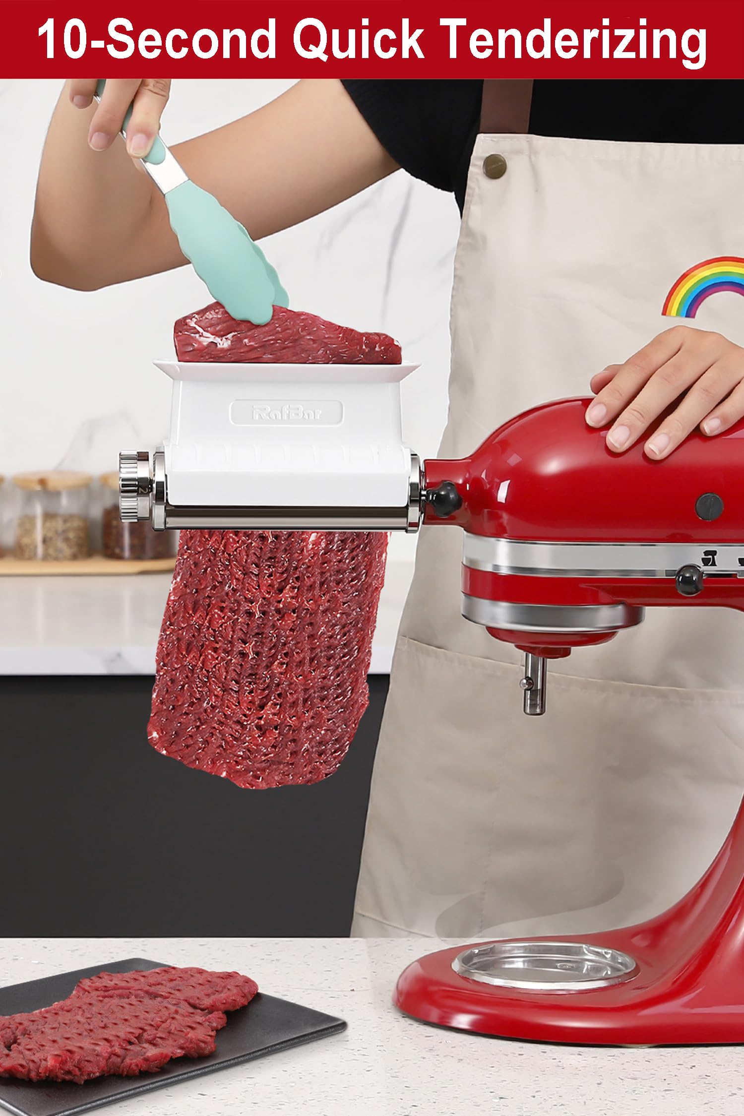 Meat Tenderizer Attachment for KitchenAid, Tenderizer Machine for Kitchen aid & Cuisinart Stand Mixers, Stainless Steel Meat Tenderizer Tool, All Parts Dishwasher Safe