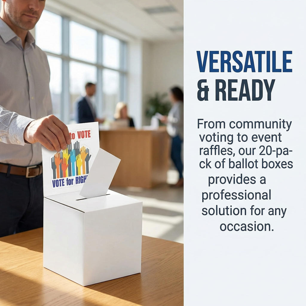 Cedilis 20 Pack Cardboard Ballot Boxes for Ticket, 6x6x6 Inches Raffle Box, Suggestions Voting Donation Boxes with Slot and Header for Charity, White