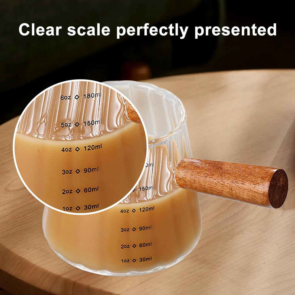 YQWIN 2Pcs Espresso Cups Espresso Measuring Cup Glass Espresso Cups with Handle 6 OZ Espressos Accessories Milk Frothing Pitcher Shot Glass Measuring Cups Frothing Cup Espressos Shot Glasses Coffee