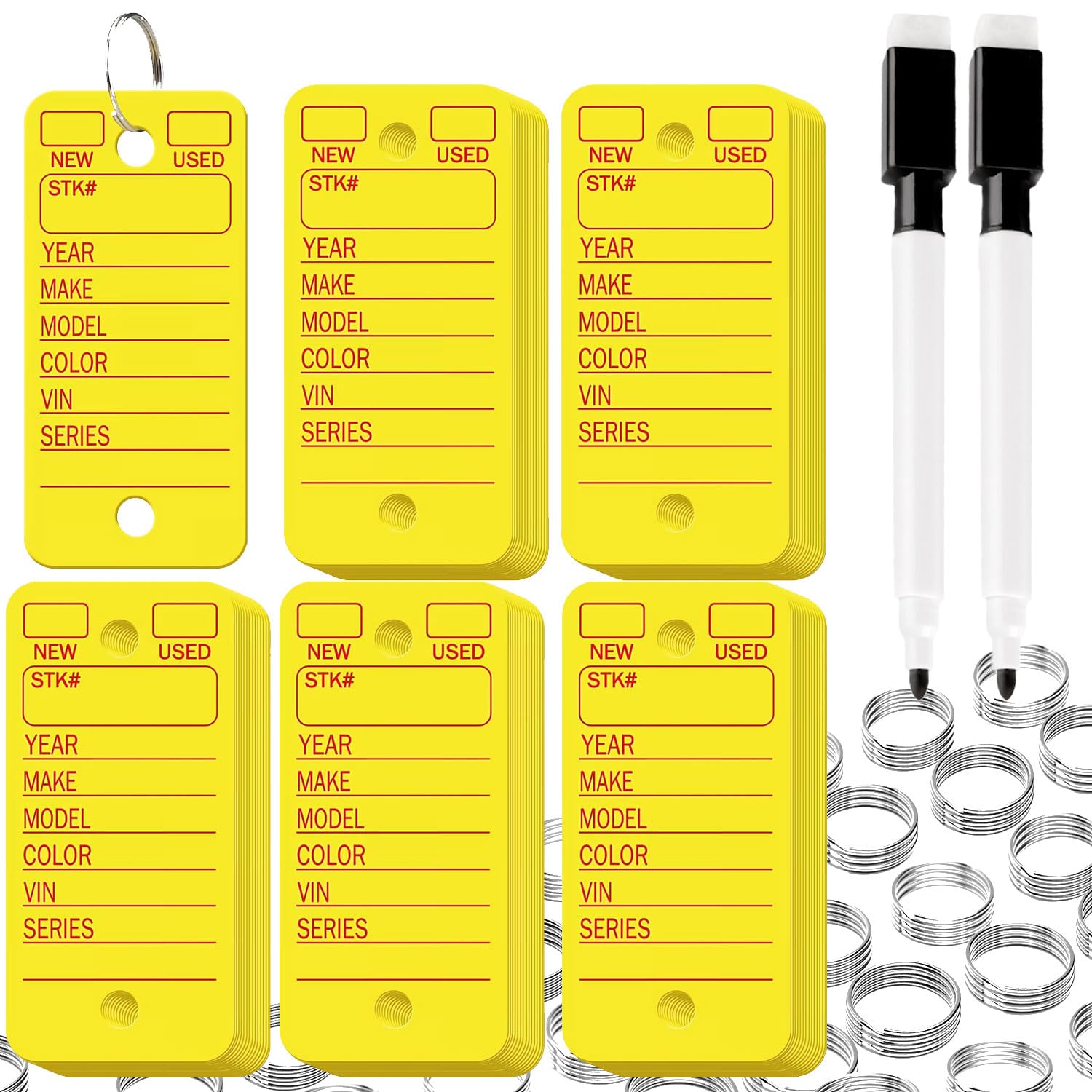 200 Pcs Poly Key Tags With Rings and Markers - Solution for Key Management - Plastic Tags With Keychain Labels - 1.4 x 3-in
