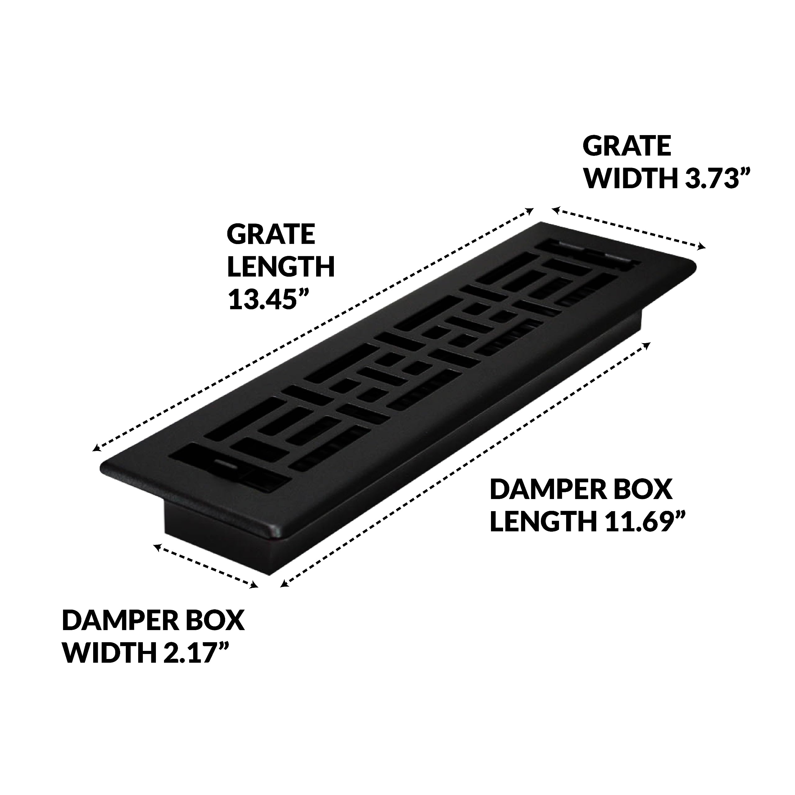 Decor Grates AJH212-BLK Oriental Floor Register, 2x12 Inches, Textured Black