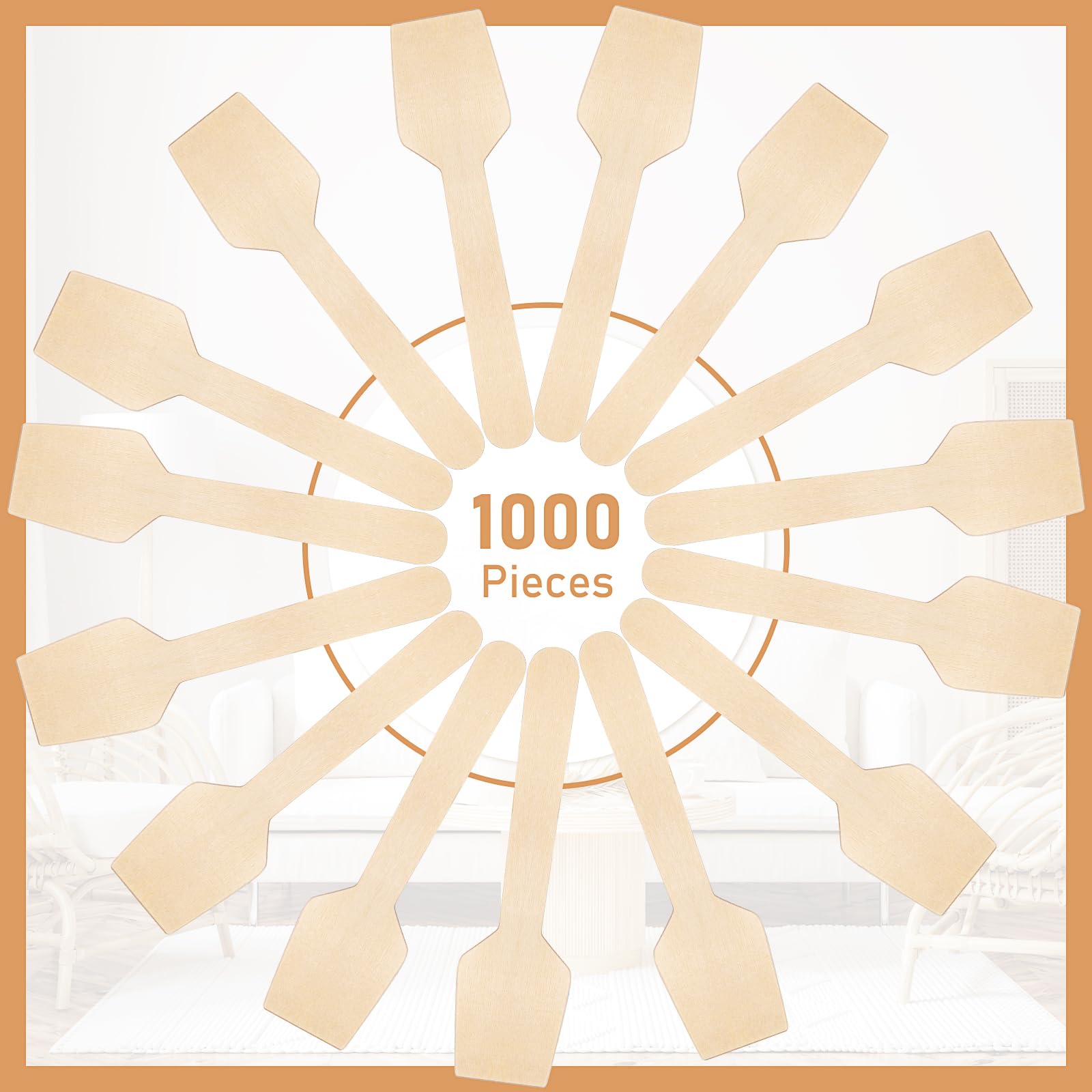 1000 Pcs Mini Wooden Spoons, 3.74 Inch Disposable Wooden Tasting Spoons, Square Wooden Dessert Spoon Mini Taster Spoon for Yogurt, Ice Cream, Dessert, Sampling