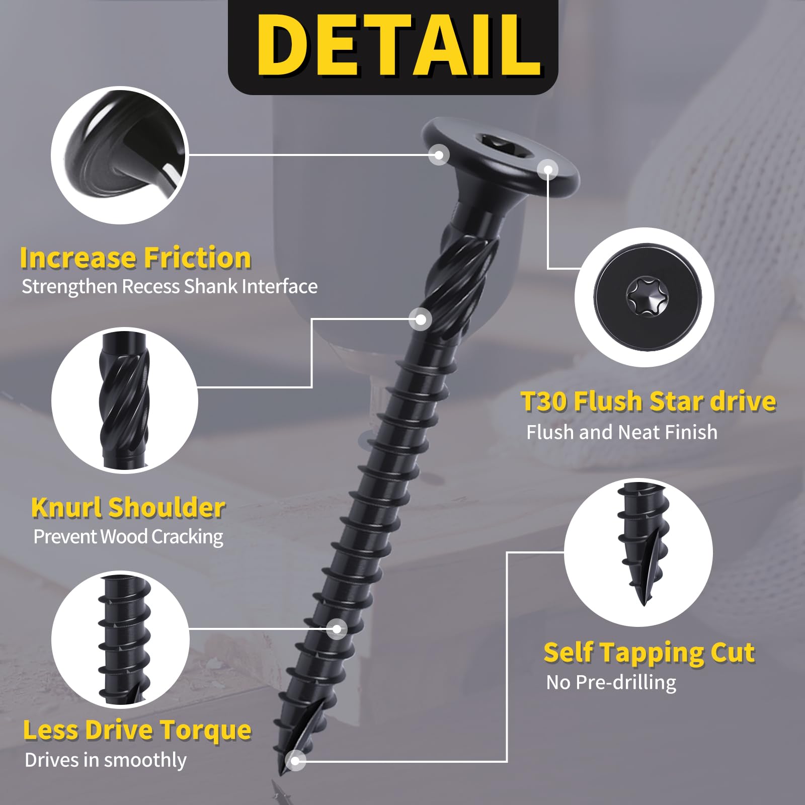55PCS Structural Wood Screws #14 x 2-7/8 Inch, FIXLINK Deck Screws Heavy Duty Exterior Construction Screw Large Head T30 Star Drive Excellent Rust Resistant for Timber/Framing/Landscaping, Black
