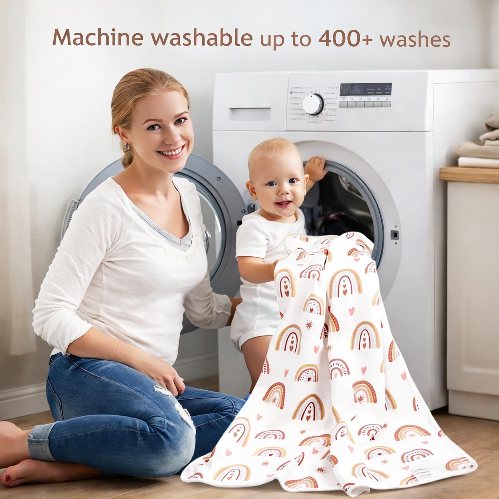 ROCCED Baby Bed Pad Waterproof Washable Reusable 31"x40" Large Toddler Mattress Protector Incontinence Pads Sheet Cover Underpads for Kids Adults and Pets Potty Training Mat-Rainbow