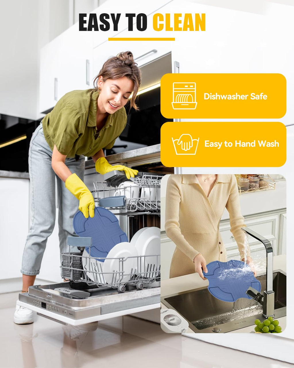 Silicone Heat-Resistant Mats for Ninja Crispi Glass Air Fryer FN101GY/FN101CGY | Reusable Silicone Trivet Fireproof Heat Resistance Hot Pads | Anti-Slip Kitchen Countertop Protector | Blue