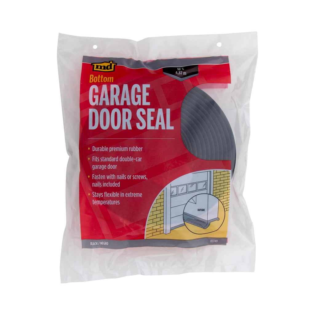 M-D Building Products 3749 Garage Door Bottom Rubber, 16 Feet, Black