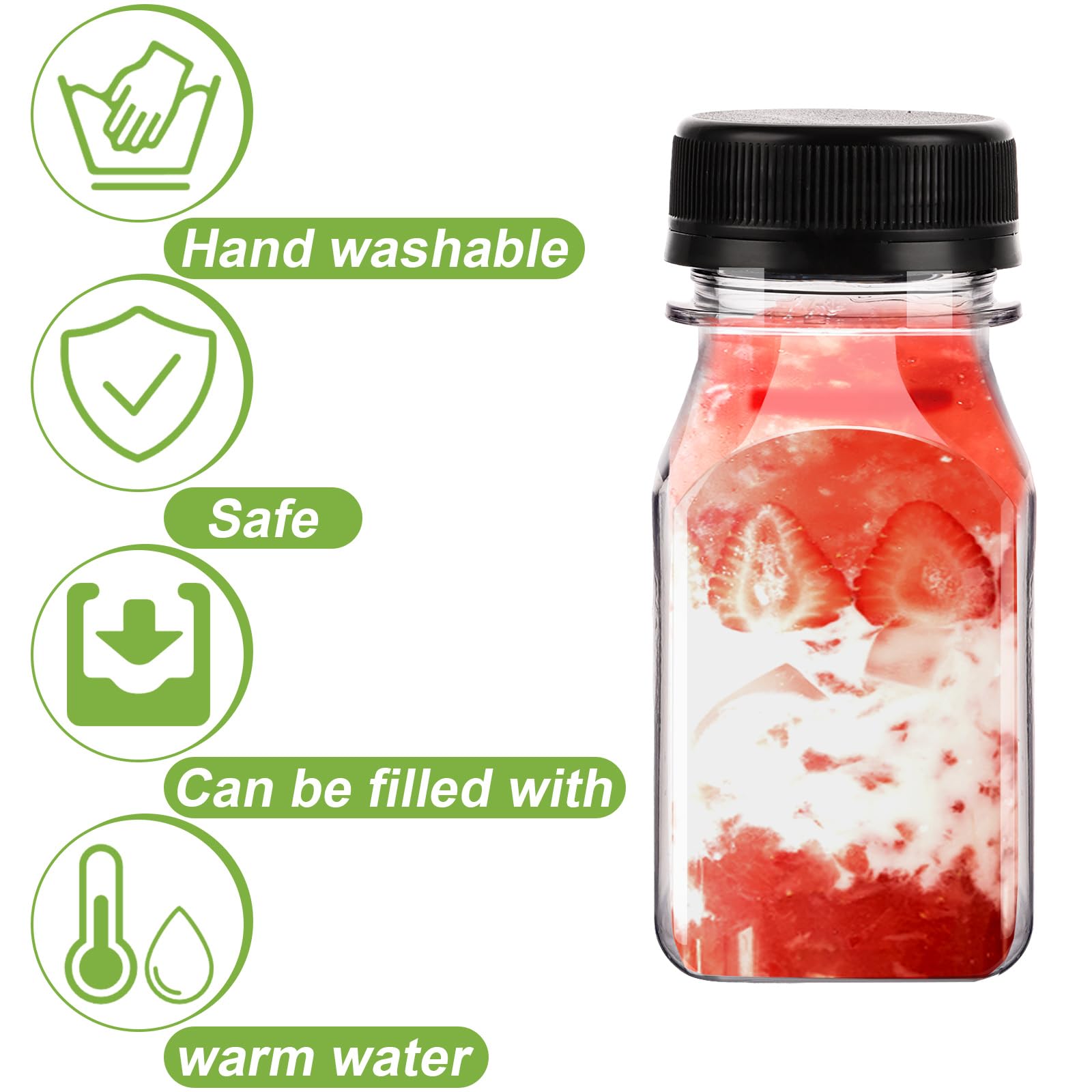 JMIATRY 30PCS Plastic Shot Bottles with Lids 4oz/120ml Ginger Shots Bottles Resuable Juice Bottles Clear Small Bottles for Juicing Shots Mini Fridge, Juices, Water
