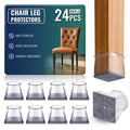24 PCS Chair Leg Floor Protectors Square, Silicone Chair Leg Covers Furniture Felt Pads for Hardwood Floors, Protect The Floor from Scratches, Reduce Noise(Fit: 1-1/16" to 1-5/16"