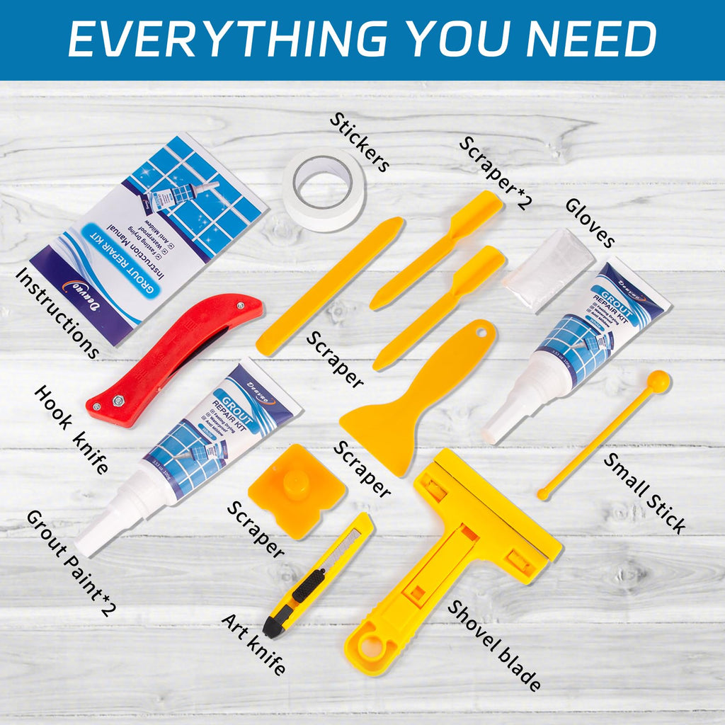 Tile Grout Repair Kit, 8OZ White Waterproof Silicone Caulking Seal, Grout Filler Repair Pen for Bathroom, Shower, Kitchen, Floor,Grout Line