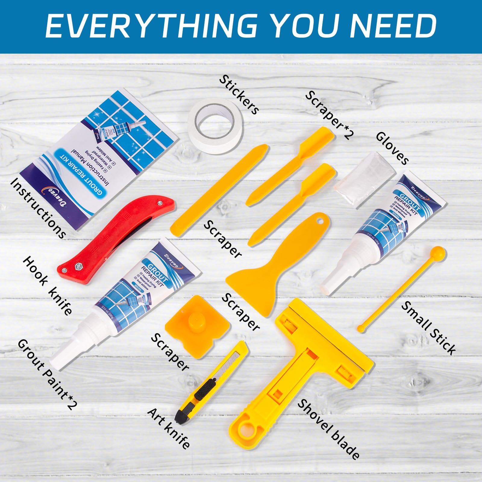 Tile Grout Repair Kit, 8OZ White Waterproof Silicone Caulking Seal, Grout Filler Repair Pen for Bathroom, Shower, Kitchen, Floor,Grout Line