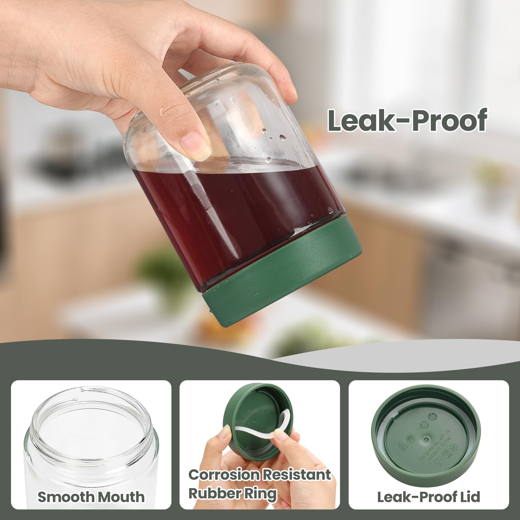 8-Pack Thick Glass 2oz Mini Mason Jars with Lids - Airtight Condiment Containers, Salad Dressing Cups & Sauce Bottles for Lunch Box, Travel, Pantry Storage