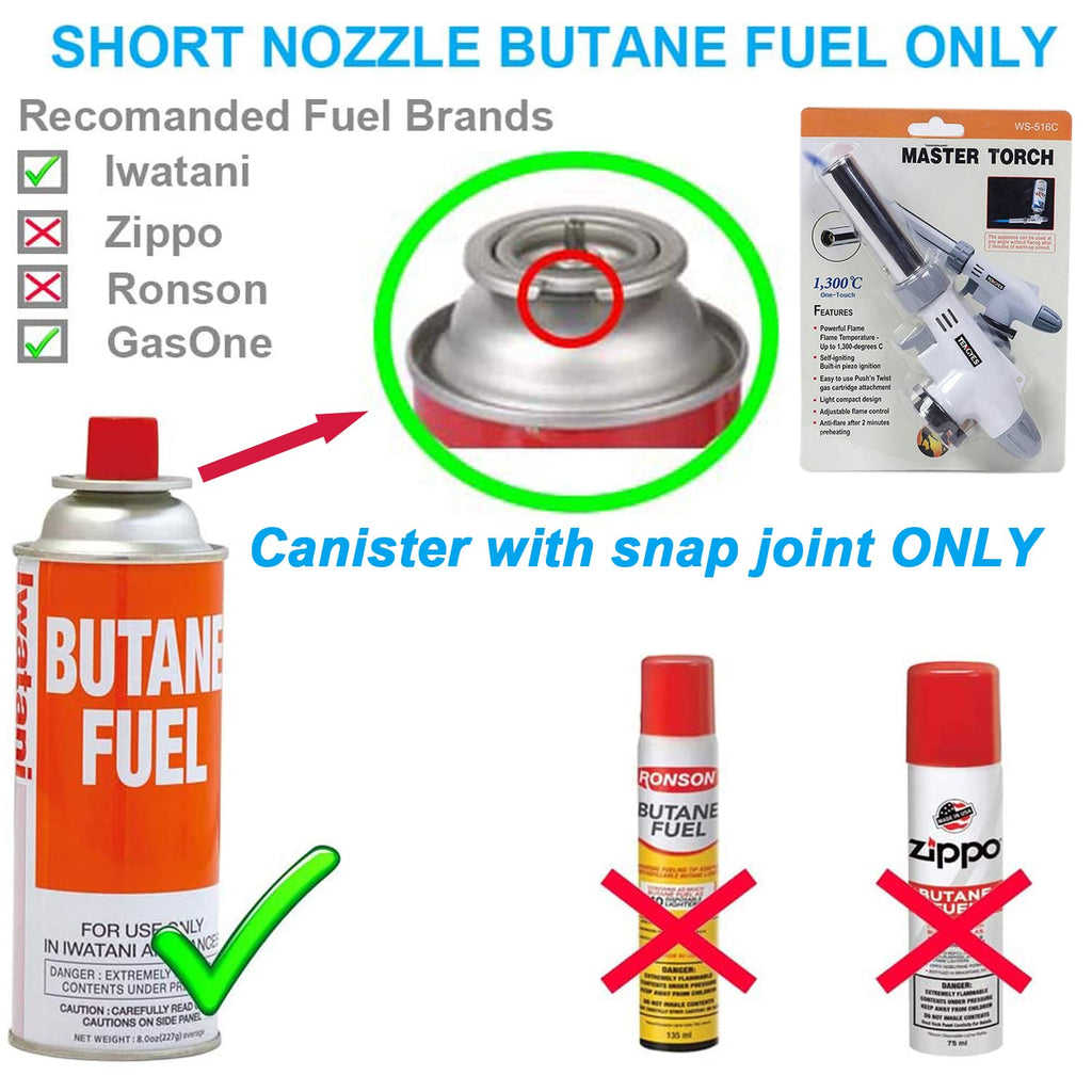 Blow Torch Lighter Kitchen Butane Culinary Torch Chef Cooking Torch Professional Adjustable Flame Lighter with 360 Degree Inverted for DIY, Creme, Brulee, BBQ, Baking, Camping and Jewellery