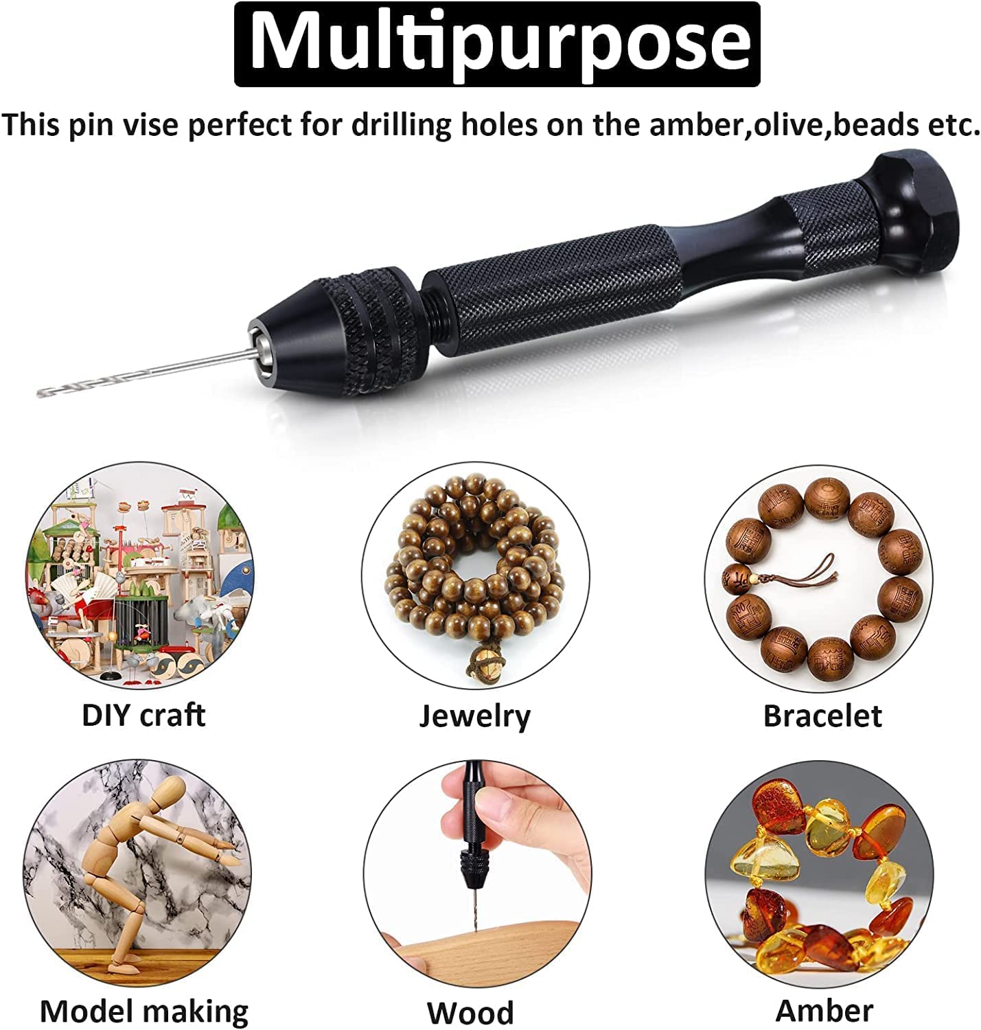 57 Pieces Hand Drill Bits Set, Pin Vise Hand Drill, 46 Pieces Micro Twist Drill Bits and 10 Pieces PCB Mini Drill Bits for Resin Craft DIY Jewelry (0.1-1mm, Random Color PCB Drill)