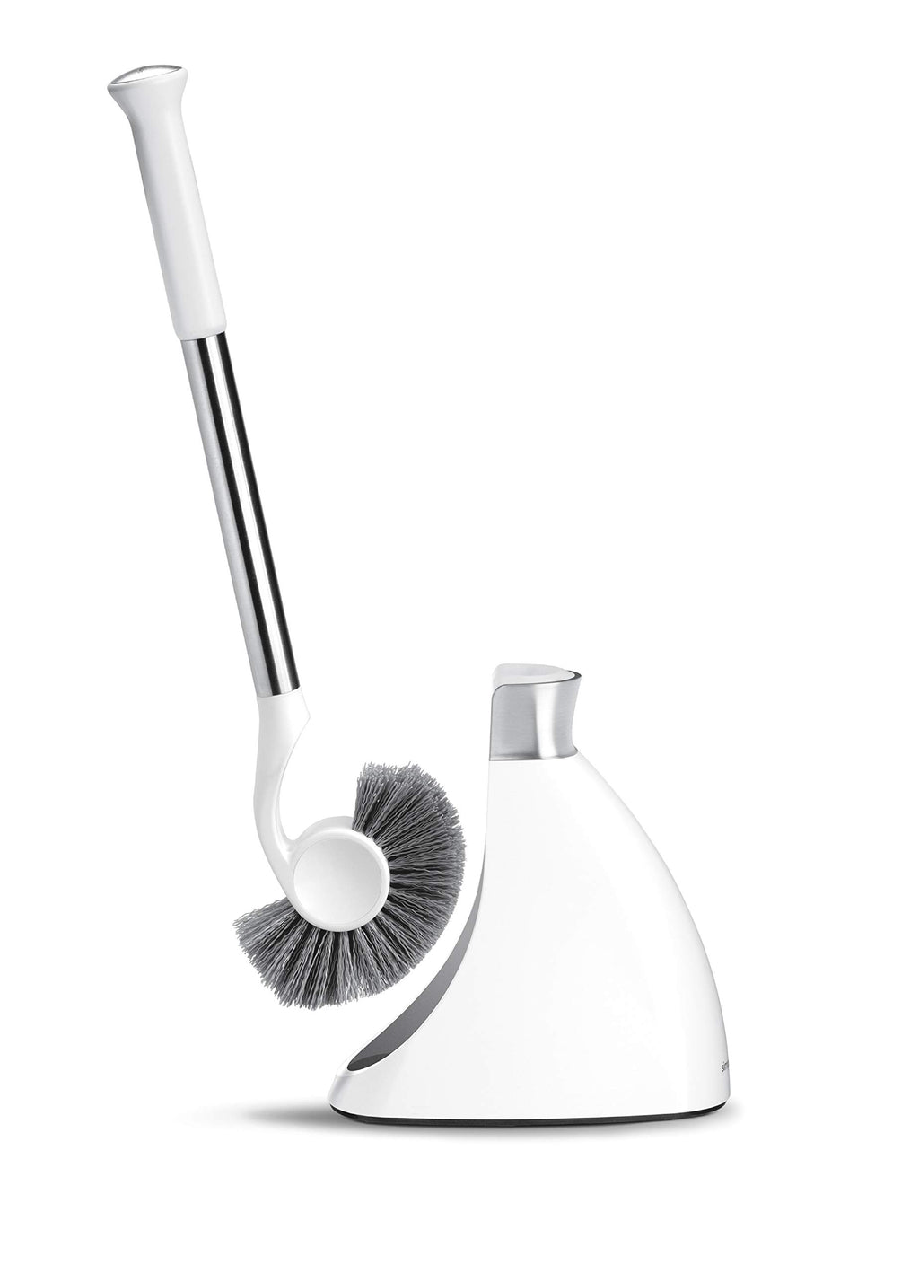 simplehuman Toilet Brush with Caddy, Stainless Steel, White
