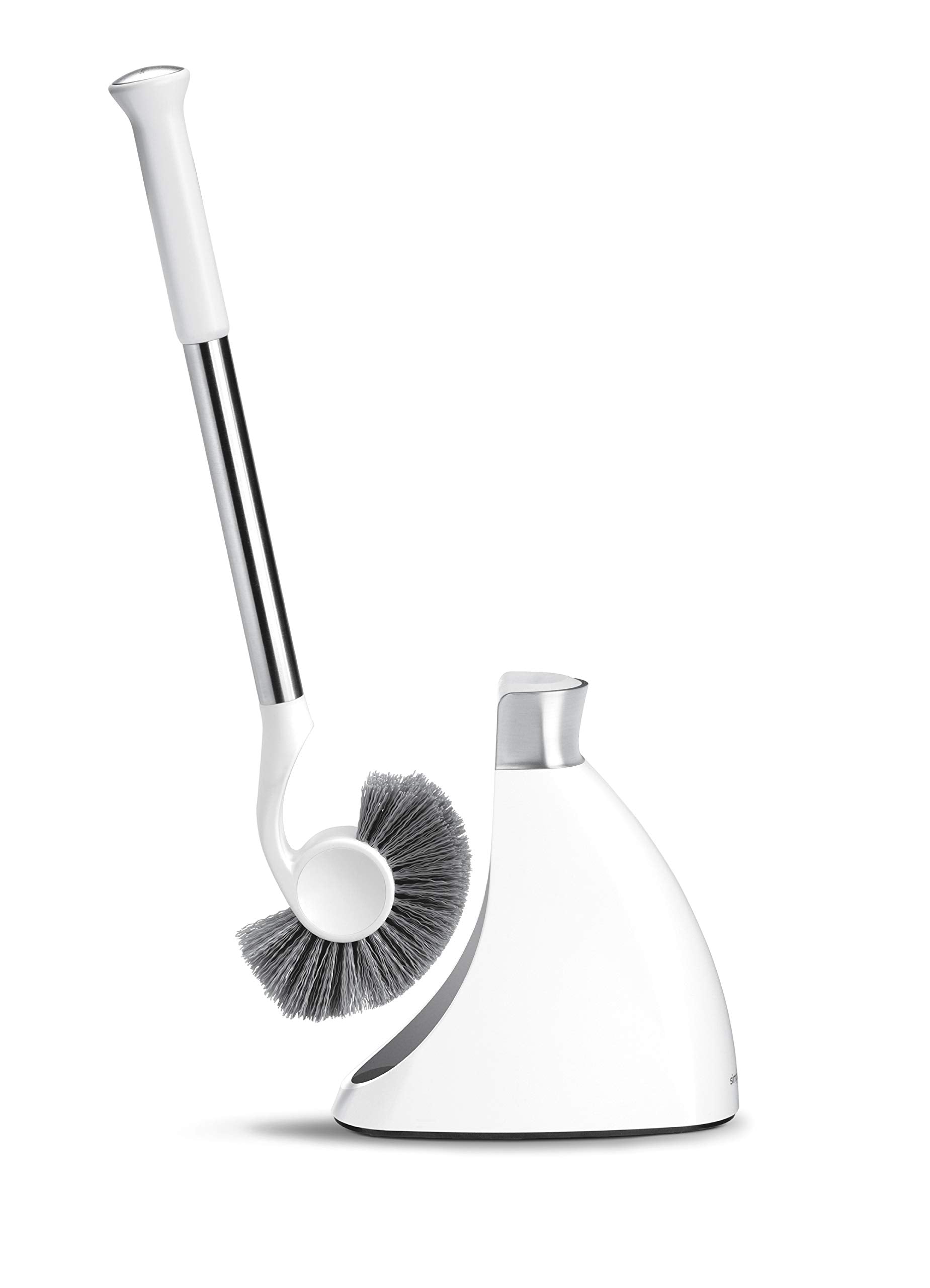 simplehuman Toilet Brush with Caddy, Stainless Steel, White