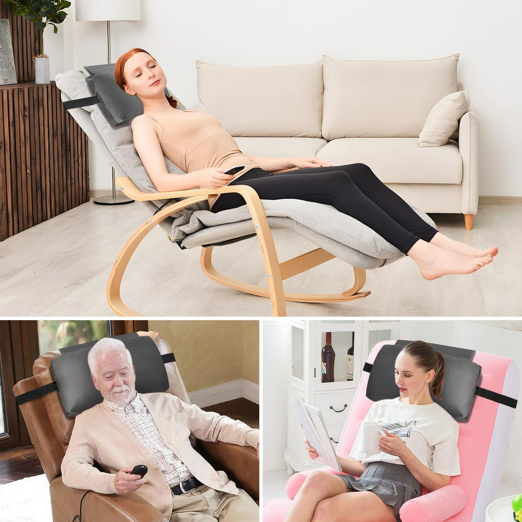 Head Recliner Pillow Adjustable Shredded Memory Foam Headrest Pillow for Recliners,Non-Slip Velvet Cushion Support Pillow for Travel Home Recliner Sofa Armchair with Zipper Cover