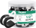 OURU 30pcs 1/2 Inch Stainless Steel Cable Clamps,Rubber Coated Cushioned Insulated Cable Clamp,Automotive Cable Wire Clamps,Pipe Clamps,Metal Clamp for Tube,Lines,Wire Cord Installation(Black,13mm)