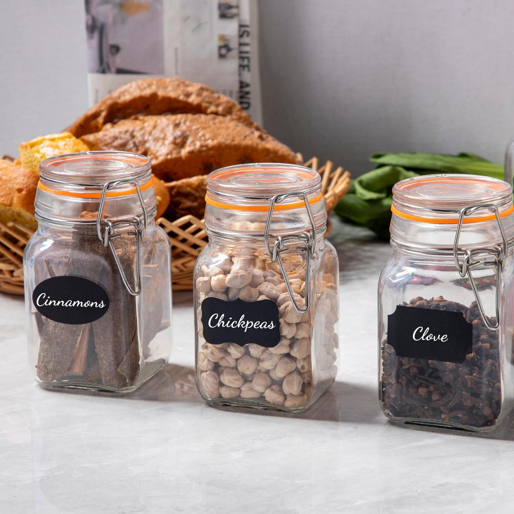 Gala Houseware Airtight Clear Glass Jars with Bail and Trigger Latch Seal Dishwasher Safe, Set of 6, Volume 9.6 oz, Perfect for Home Canning, Pickling, Preserving, and Reusable food storage